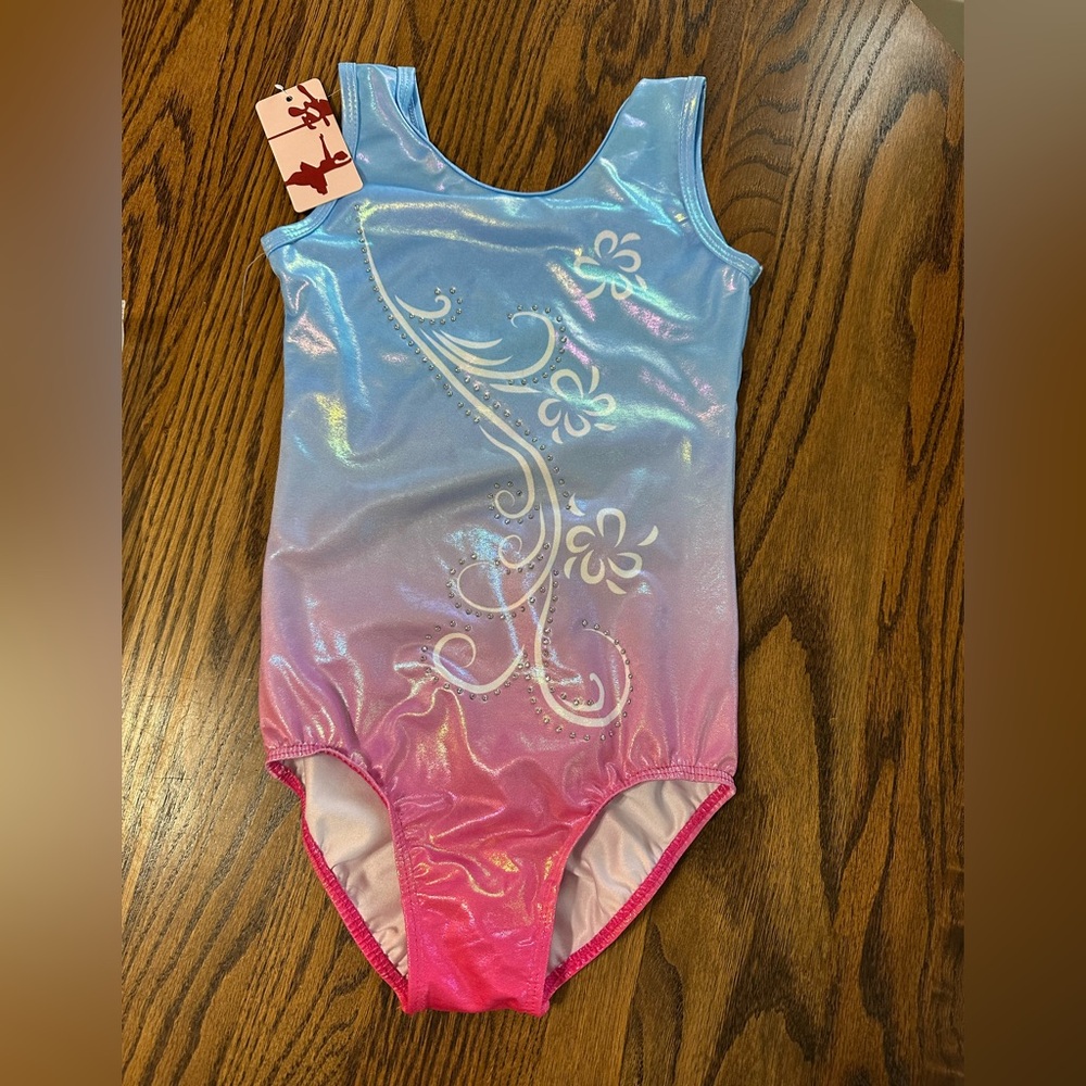 Pink and Blue Floral Leotard